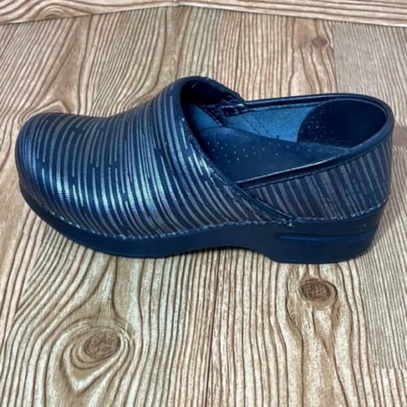 DANSKO Black & Silver Metallic Stripe Clogs 37 SB2 - Picture 4 of 9